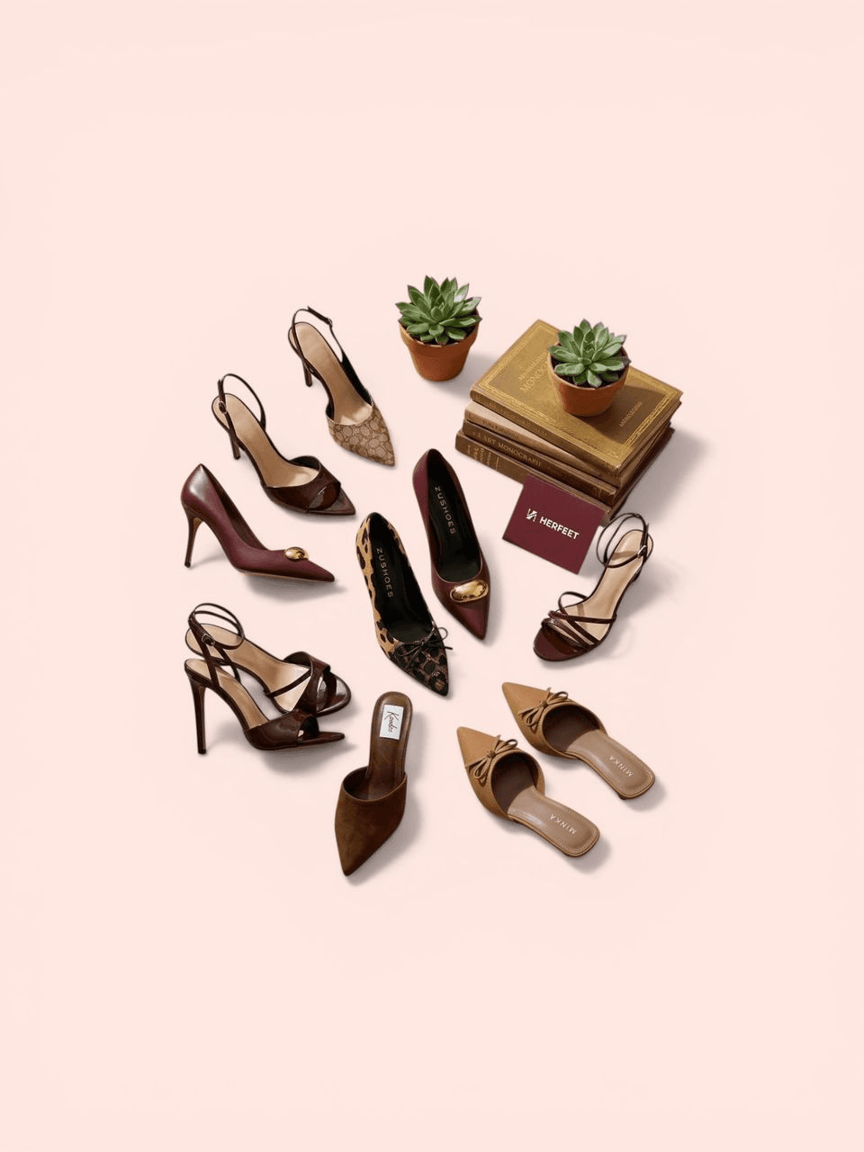 A curated arrangement of women's shoes